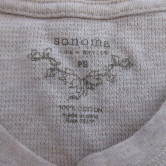 Sonoma Life+Style Thermal Waffle Tee Size Petite Small PS Rose Print Long Sleeve - Picture 3 of 8